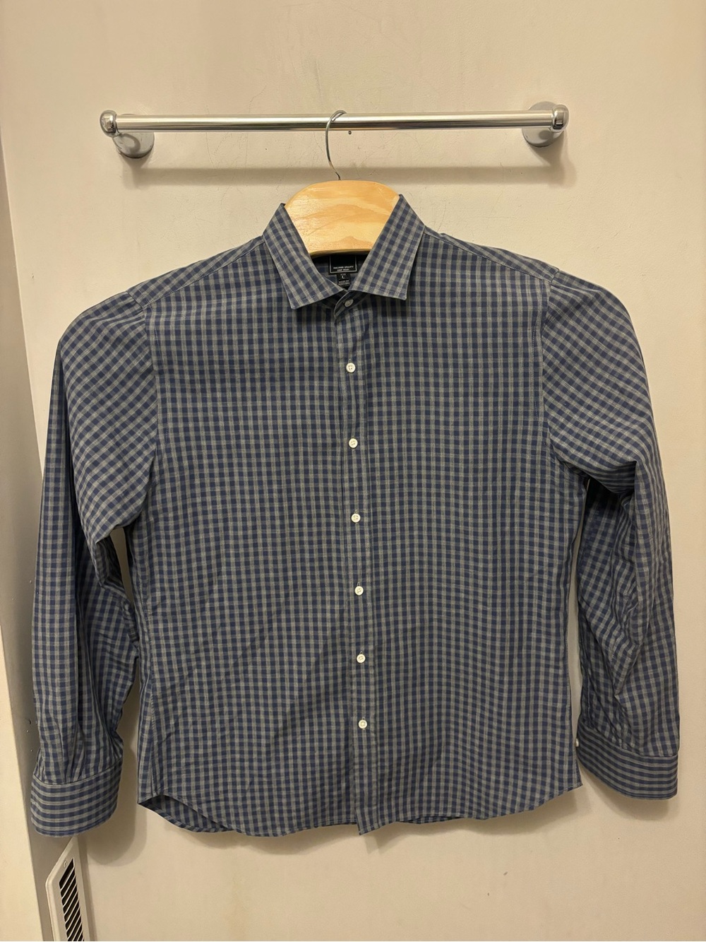 Todd Snyder Shirt Men Large Blue Gray Check 100% Cotton Button Down Long Sleeve